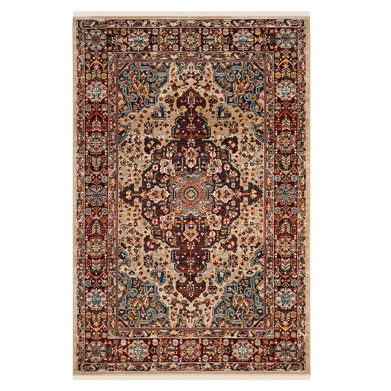 Safavieh Kashan Marcella Floral Framed Rug, White, 5X7.5 Ft