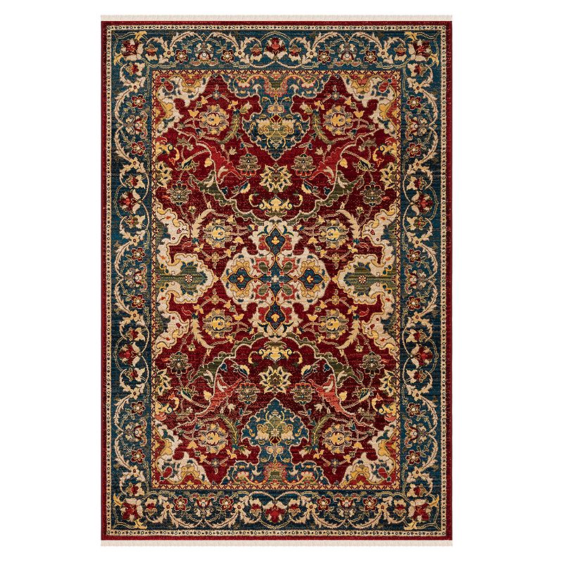 Safavieh Kashan Lauren Floral Framed Rug, Red, 5X7.5 Ft