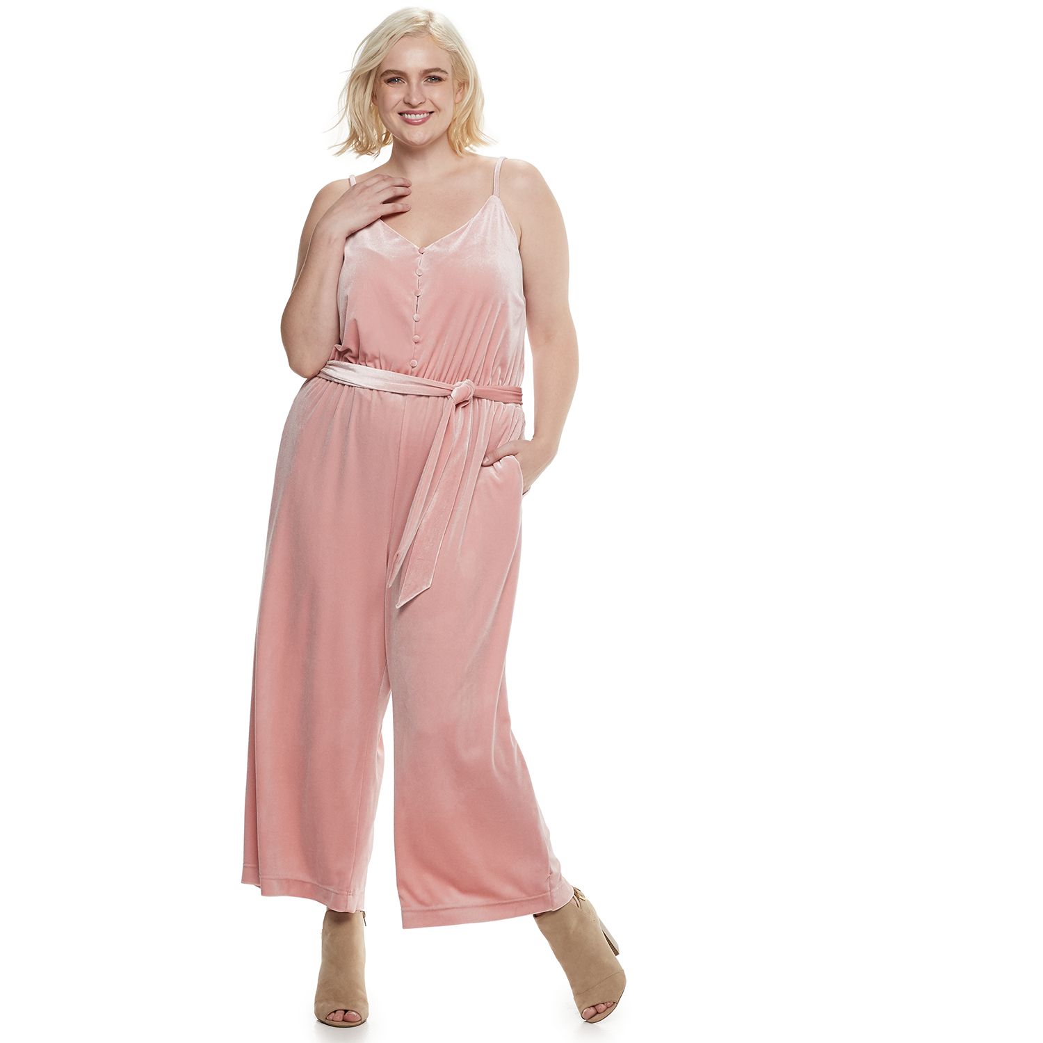 velvet wide leg jumpsuit
