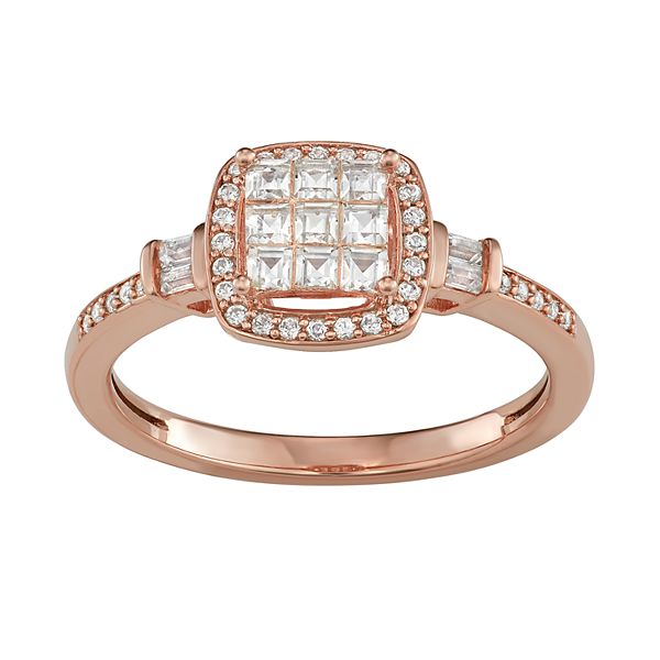 Lovemark 10k Rose Gold 1/2 Carat T.W. Diamond Halo Engagement Ring
