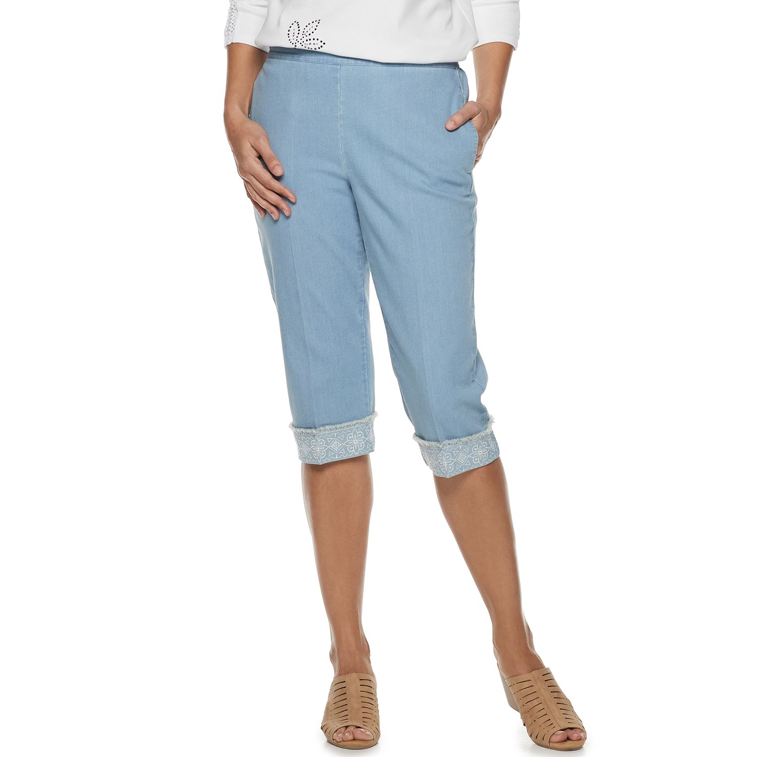 women's pull on denim capris