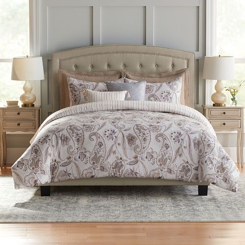 Croft Barrow Paisley Cotton 5 Piece Reversible Comforter Set