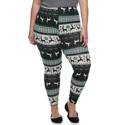 Plus Size French Laundry Printed Holiday Leggings