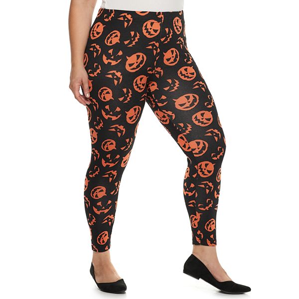 New Ladies Leggings Plus Size Women Halloween Pant Pumpkin Print Spooky Nouvelle 