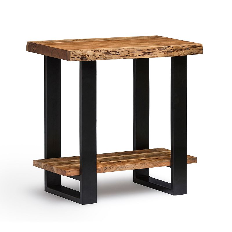 Alaterre Furniture Alpine Live Edge Wood End Table, Brown