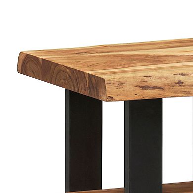 Alaterre Furniture Alpine Live Edge 2-Shelf Wood End Table