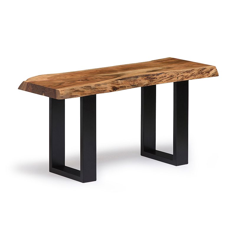 Alaterre Furniture Alpine Medium Live Edge Wood Bench, Brown