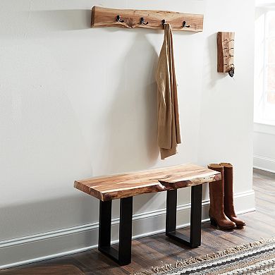 Alaterre Furniture Alpine Medium Live Edge Wood Bench