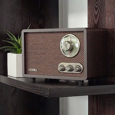 Victrola Willow Retro Wood Bluetooth FM/AM Radio with Rotary Dial