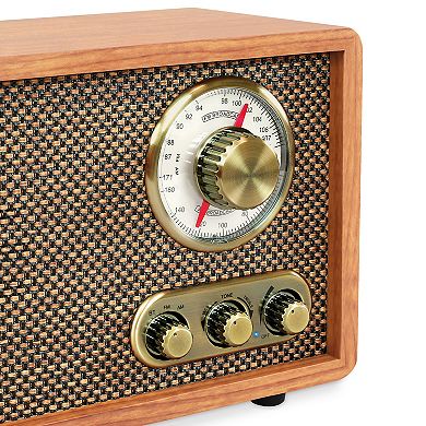 Victrola Willow Retro Wood Bluetooth FM/AM Radio with Rotary Dial