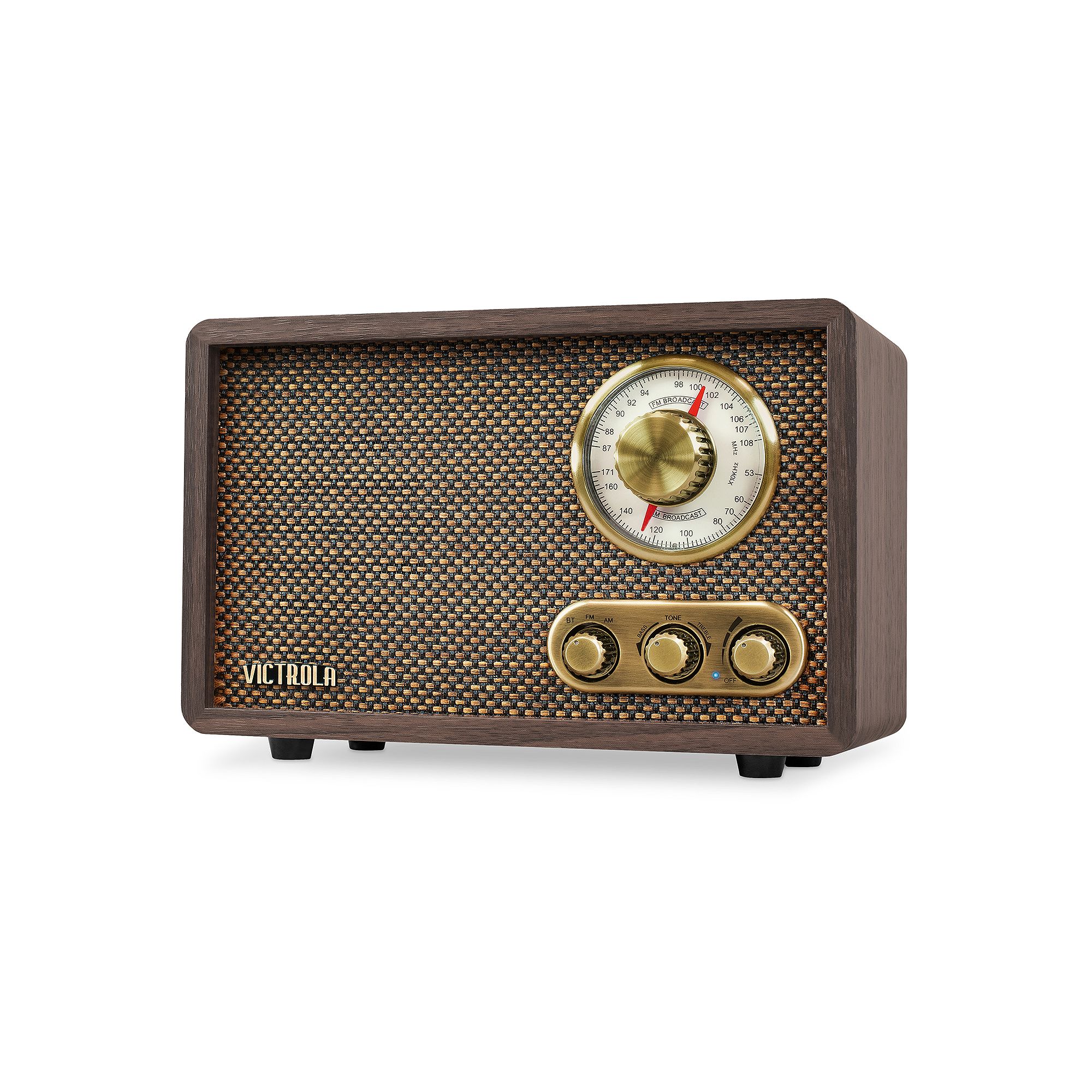 Victrola Willow Retro Wood Bluetooth FM/AM Radio with Rotary Dial, Brown