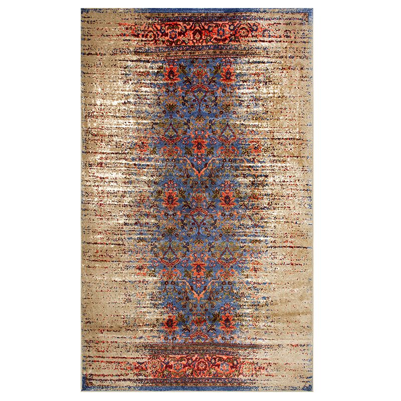 nuLOOM Birgit Distressed Floral Rug, Blue, 5X8 Ft