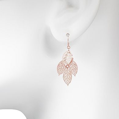 LC Lauren Conrad Rose Gold Tone Leaf Layer Nickel Free Drop Earrings