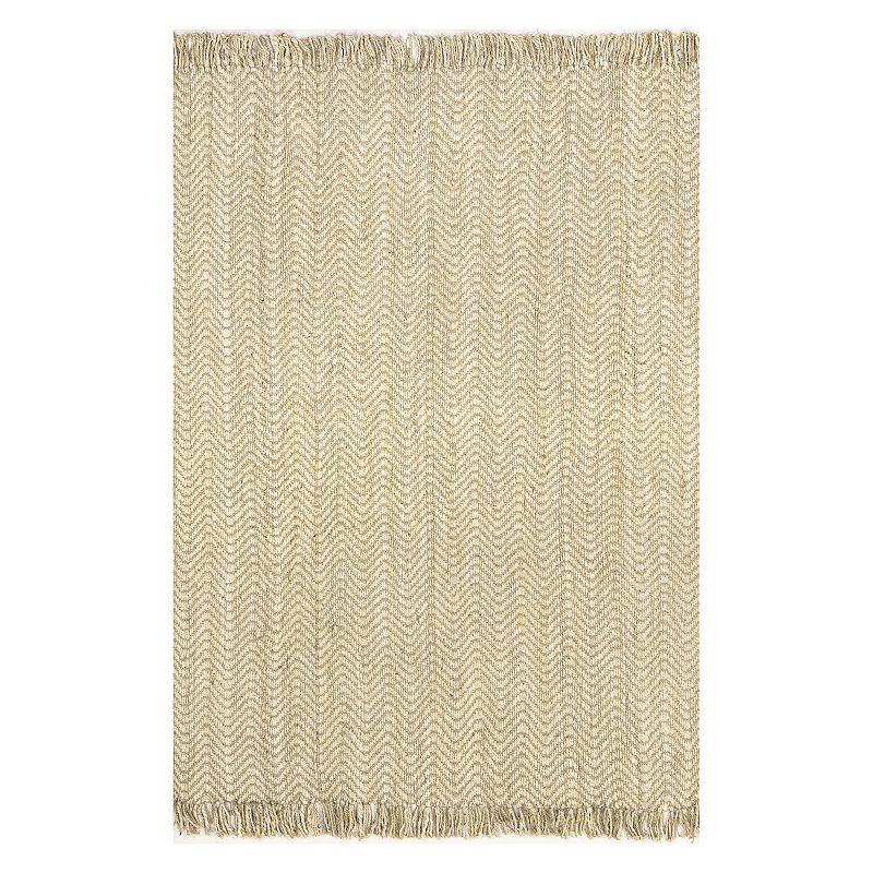 nuLOOM Don Jute Fringe Rug, Natural, 5X8 Ft