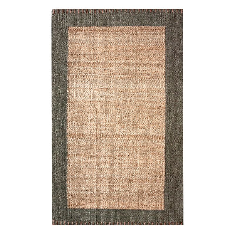 nuLOOM Cameron Framed Jute Rug, White, 7.5X9.5 Ft