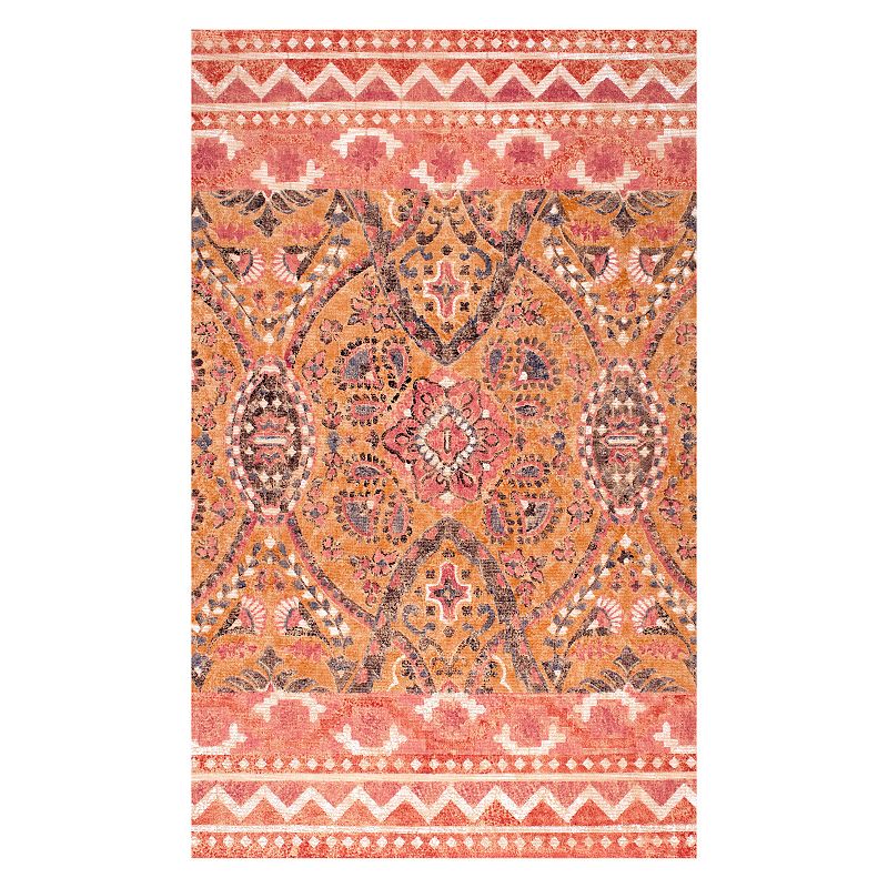 nuLOOM Dara Suzani Medallion Jute Rug, Med Orange, 5X8 Ft