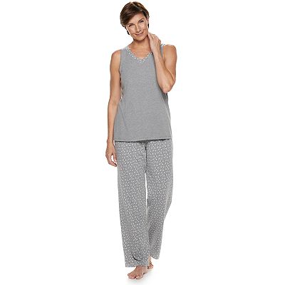 Women s Croft Barrow 3 piece Cardigan Tank Pants Pajama Set