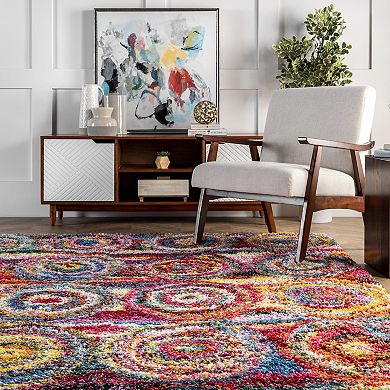 nuLOOM Kindra Colorful Circles Shag Rug