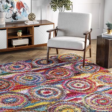 nuLOOM Kindra Colorful Circles Shag Rug