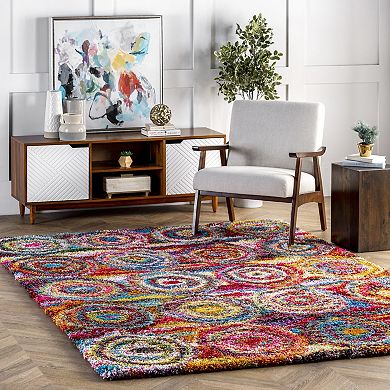 nuLOOM Kindra Colorful Circles Shag Rug