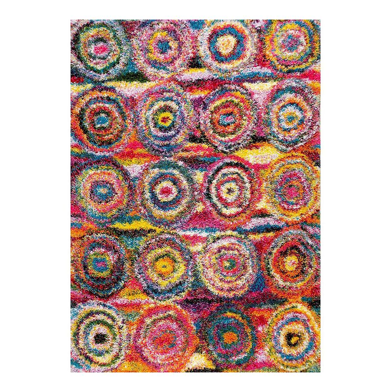 nuLOOM Kindra Colorful Circles Shag Rug, Multicolor, 8Ft Sq