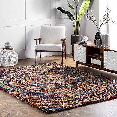 nuLOOM Ardelle Colorful Swirl Shag Rug 