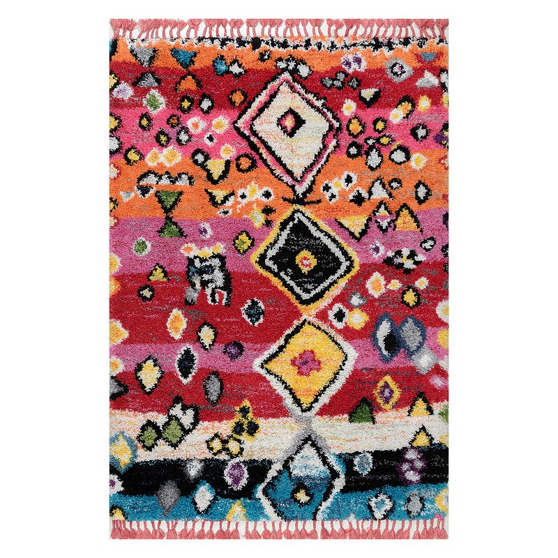 nuLOOM Alane Geometric Tassel Shag Rug, Multicolor, 9X13 Ft