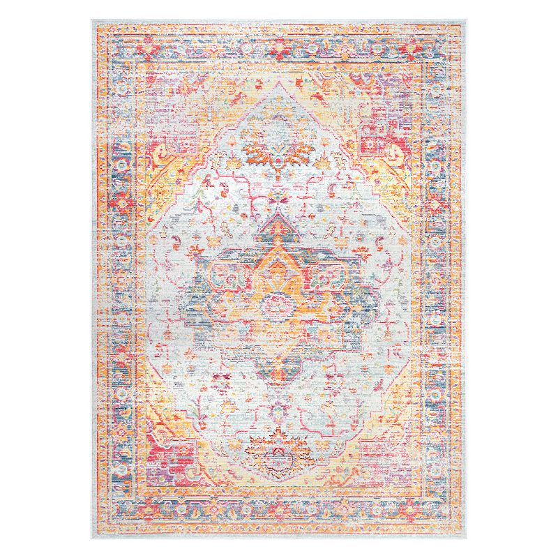 nuLOOM Malorie Vintage Medallion Rug - 43 x 66, Light Blue, 4X6.5 Ft