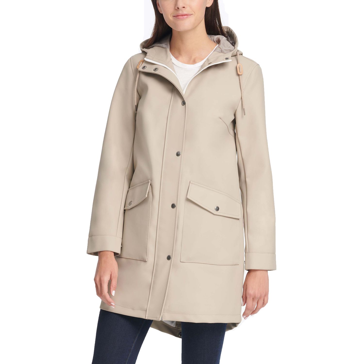 levi's women's hooded rubberized faux leather anorak jacket