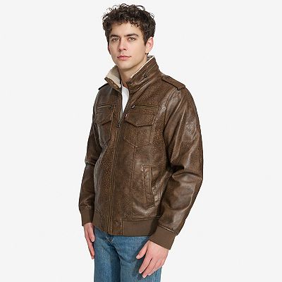 Men s Levi s Sherpa Lined Faux Leather Aviator Bomber Jacket