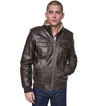 Men's Levi's® Sherpa-Lined Faux-Leather Aviator Bomber Jacket