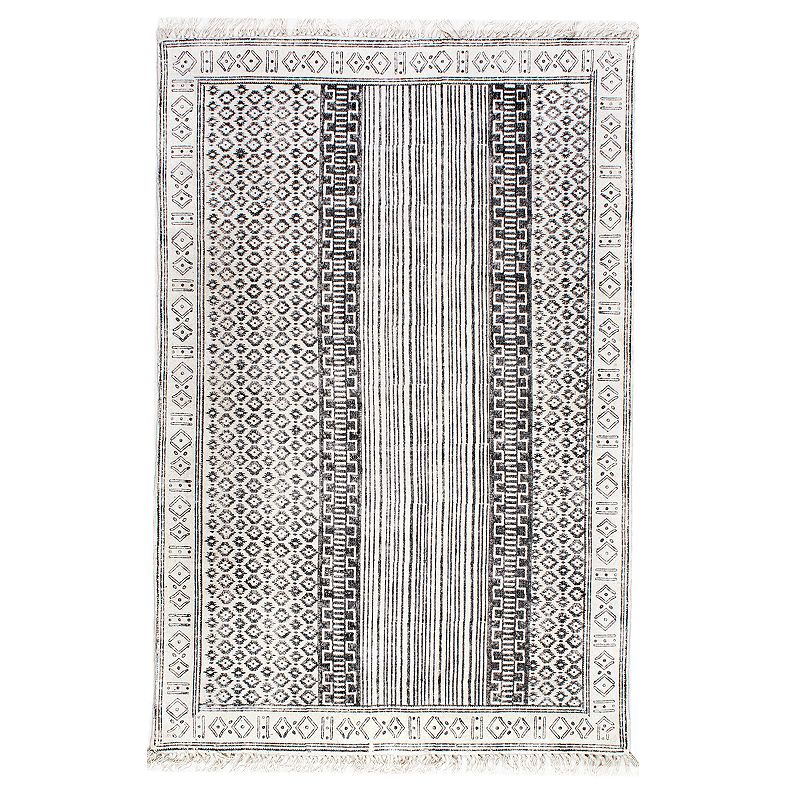 nuLOOM Kameron Geometric Fringe Rug, Grey, 5X8 Ft