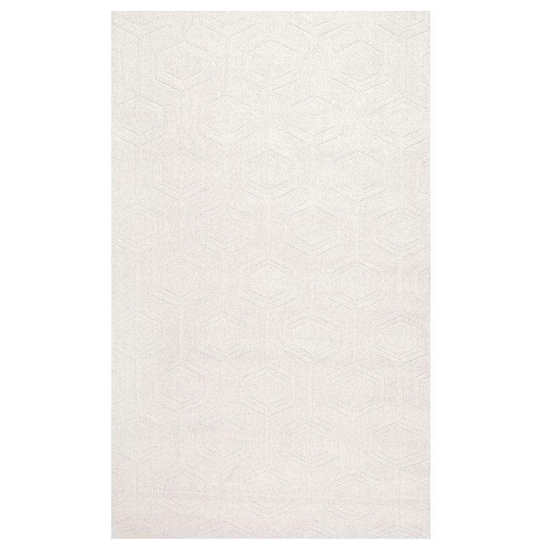 nuLOOM Ambrose Textured Geometric Rug, White, 5X8 Ft