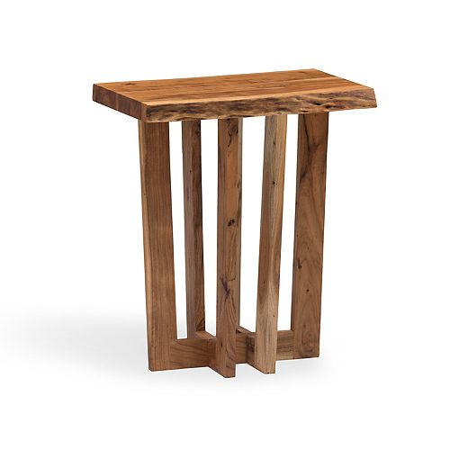 Alaterre Furniture Berkshire Live Edge Criss Cross End Table