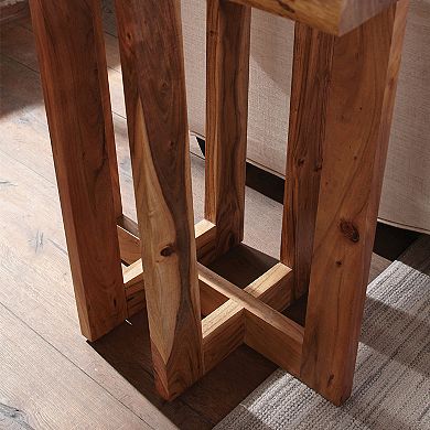 Alaterre Furniture Berkshire Live Edge Criss-Cross End Table