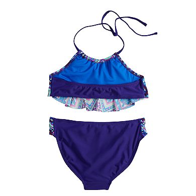 Girls 7-16 SO® Chevron Flounce Bikini Top & Bottoms Swimsuit Set
