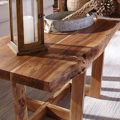 Alaterre Furniture Berkshire Live Edge Criss-Cross Coffee Table