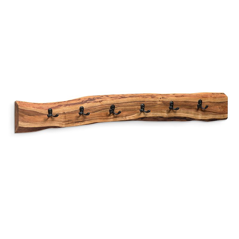 Alaterre Furniture Alpine Large Live Edge Wood Coat Hook Wall Decor, Brown