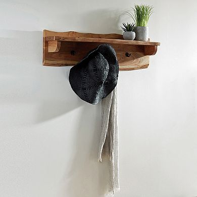 Alaterre Furniture Alpine Live Edge Coat Hook & Shelf Wall Decor