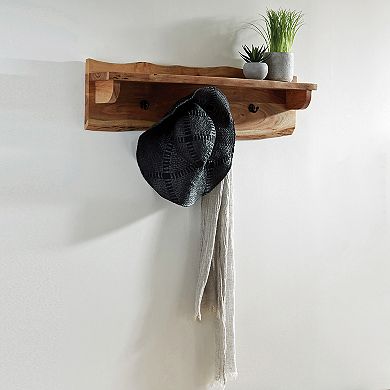 Alaterre Furniture Alpine Live Edge Coat Hook & Shelf Wall Decor