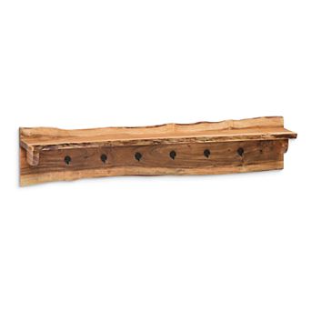 Alaterre Furniture Alpine Large Live Edge Coat Hook & Shelf Wall Decor