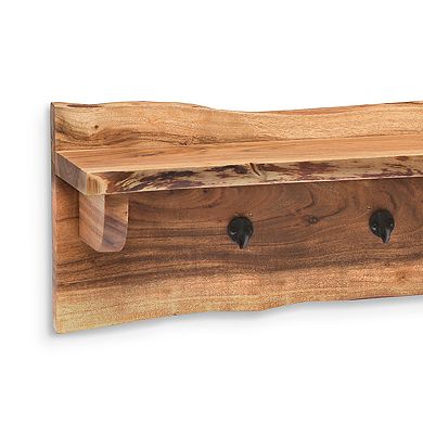 Alaterre Furniture Alpine Large Live Edge Coat Hook & Shelf Wall Decor