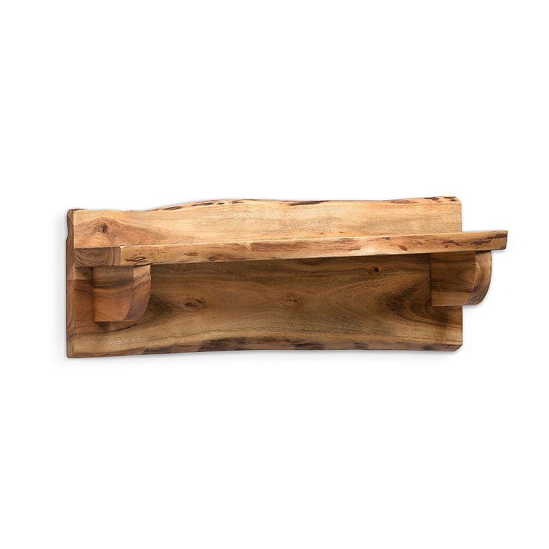 Alaterre Furniture Alpine Live Edge Wood Mantel Wall Shelf, Brown