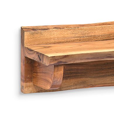 Alaterre Furniture Alpine Large Live Edge Wood Mantel Wall Shelf