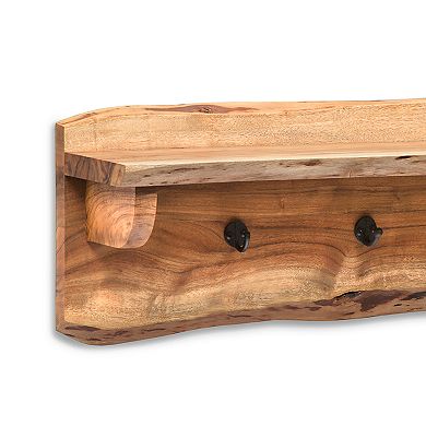 Alaterre Furniture Alpine Live Edge Bench & Coat Hook Wall Shelf 2-piece Set
