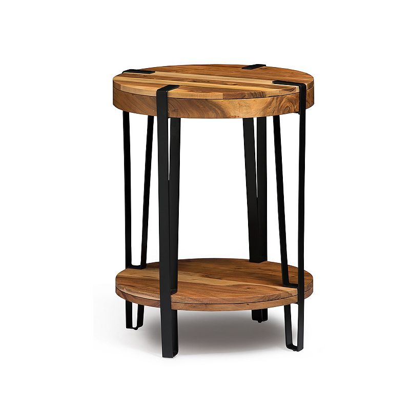 Alaterre Furniture Ryegate Live Edge Round End Table, Brown