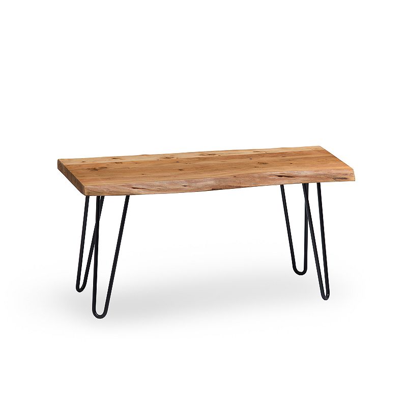Alaterre Furniture Hairpin Live Edge Bench, Brown