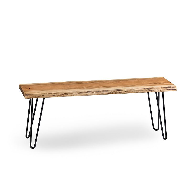 Alaterre Furniture Large Hairpin Live Edge Bench, Brown