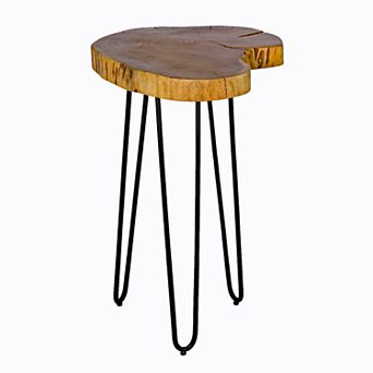 Alaterre Furniture Hairpin Live Edge Round End Table