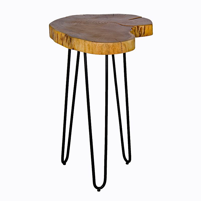Alaterre Furniture Hairpin Live Edge Round End Table, Brown